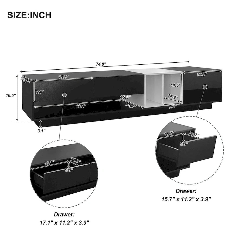 74  TV Stand with Storage & Compartment for TVs Up to 80
