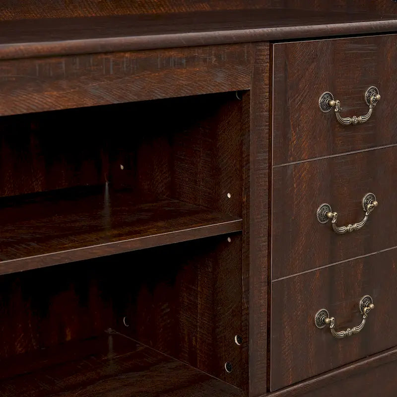 Traditional 60  TV Stand with Open and Closed Storage Space for TVs Up to 65