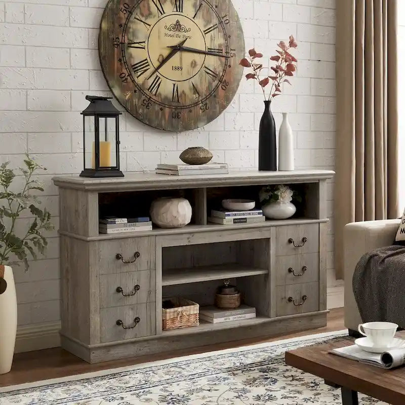 Traditional 60  TV Stand with Open and Closed Storage Space for TVs Up to 65