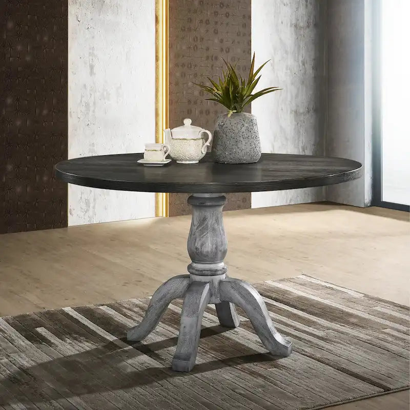 5-Piece Vintage Dining Set with Round Pedestal Table & Chairs