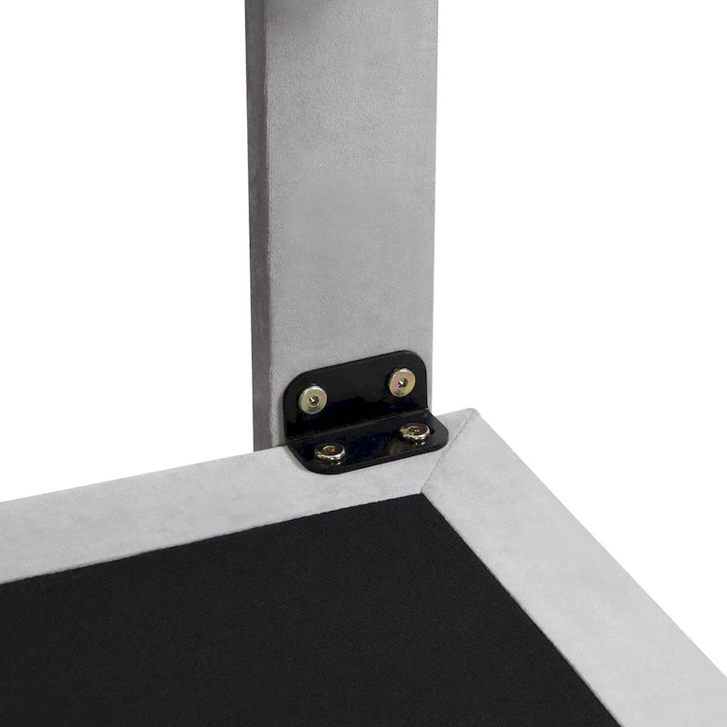 Grey Queen Size Velvet Upholstered Queen Bed with Sensor Light, Floating Platform Design, and Headboard