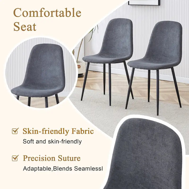 Modern Dining Set with Rectangular Black A-Frame Table & Round Backrest Chairs