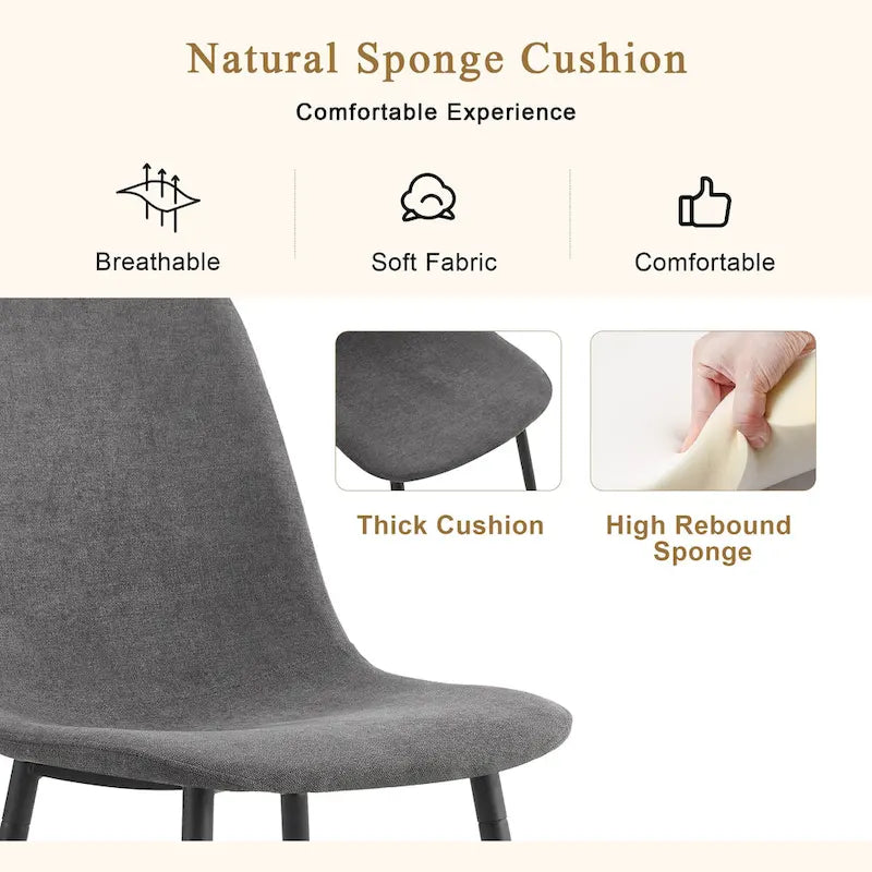 Modern Dining Set with Rectangular Black A-Frame Table & Round Backrest Chairs