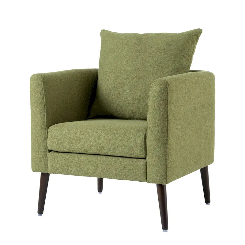 Modern 26.77  Upholstered Arm Chair with Solid Wood Legs and Waist Pillow