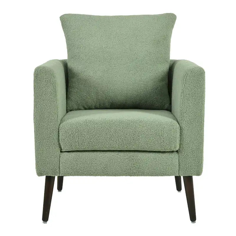 Modern 26.77  Upholstered Arm Chair with Solid Wood Legs and Waist Pillow