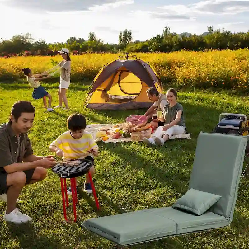 Light Green Modern 70.86 High Back Adjustable Foldable Recliner with Carry Bag for Outdoor Travel