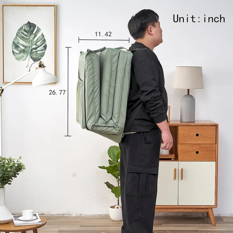 Light Green Modern 70.86 High Back Adjustable Foldable Recliner with Carry Bag for Outdoor Travel