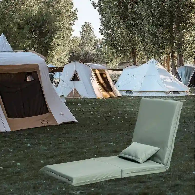 Light Green Modern 70.86 High Back Adjustable Foldable Recliner with Carry Bag for Outdoor Travel