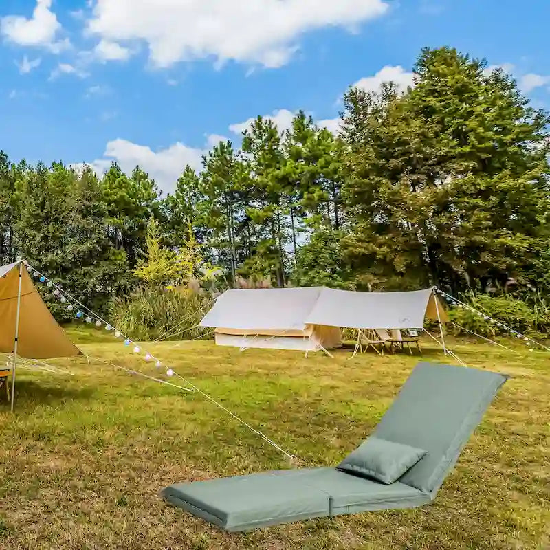 Light Green Modern 70.86 High Back Adjustable Foldable Recliner with Carry Bag for Outdoor Travel