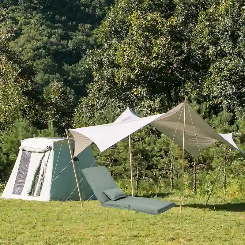 Light Green Modern 70.86 High Back Adjustable Foldable Recliner with Carry Bag for Outdoor Travel