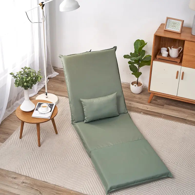 Light Green Modern 70.86 High Back Adjustable Foldable Recliner with Carry Bag for Outdoor Travel