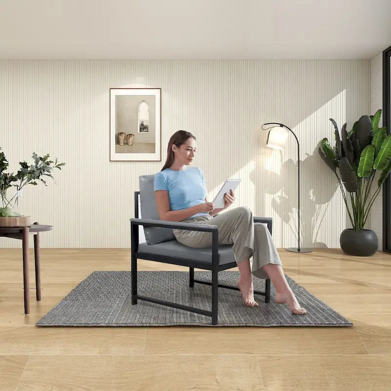 Modern 29.13  Arm Chair with Non-slip Adsorption Feet and Sturdy Metal Frame