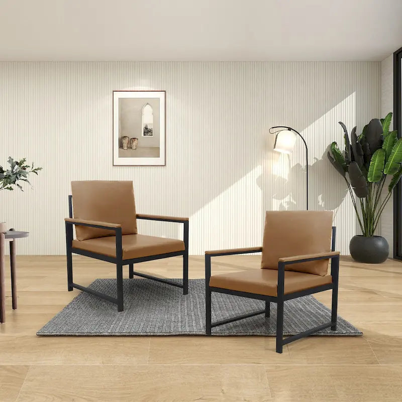 Modern 29.13  Arm Chair with Non-slip Adsorption Feet and Sturdy Metal Frame