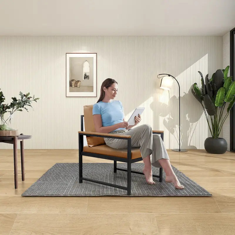 Modern 29.13  Arm Chair with Non-slip Adsorption Feet and Sturdy Metal Frame