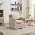 Modern 29.92  Chenille 360 Swivel Accent Chair with Solid Wood Frame and Removable Back Cushion