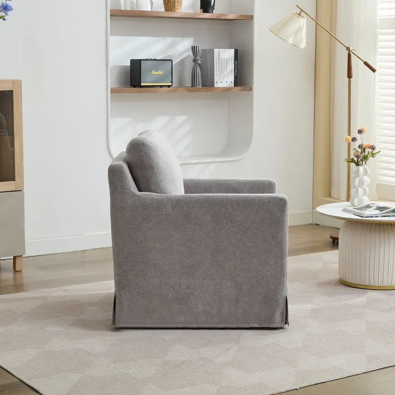 Modern 29.92  Chenille 360 Swivel Accent Chair with Solid Wood Frame and Removable Back Cushion