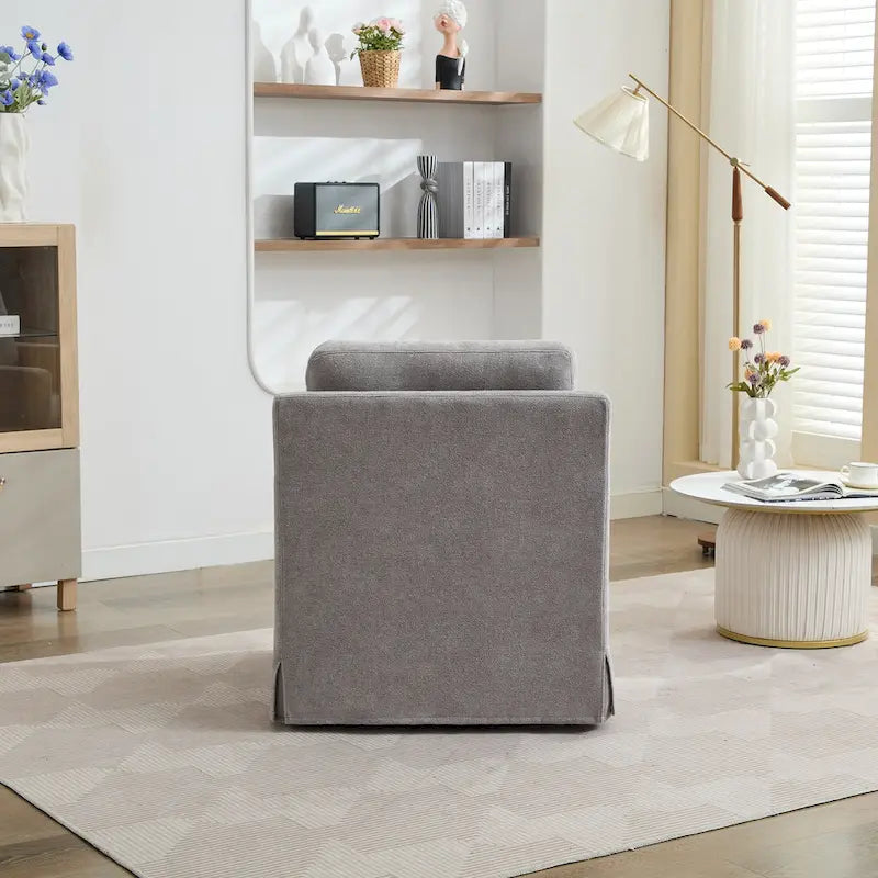 Modern 29.92  Chenille 360 Swivel Accent Chair with Solid Wood Frame and Removable Back Cushion