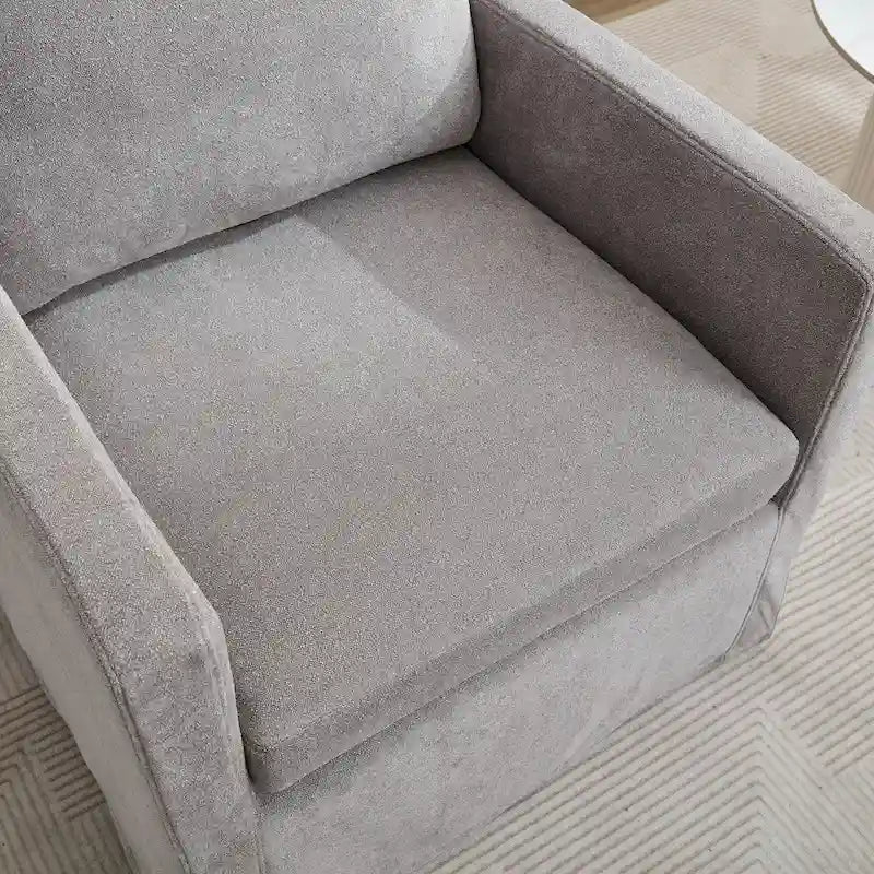 Modern 29.92  Chenille 360 Swivel Accent Chair with Solid Wood Frame and Removable Back Cushion