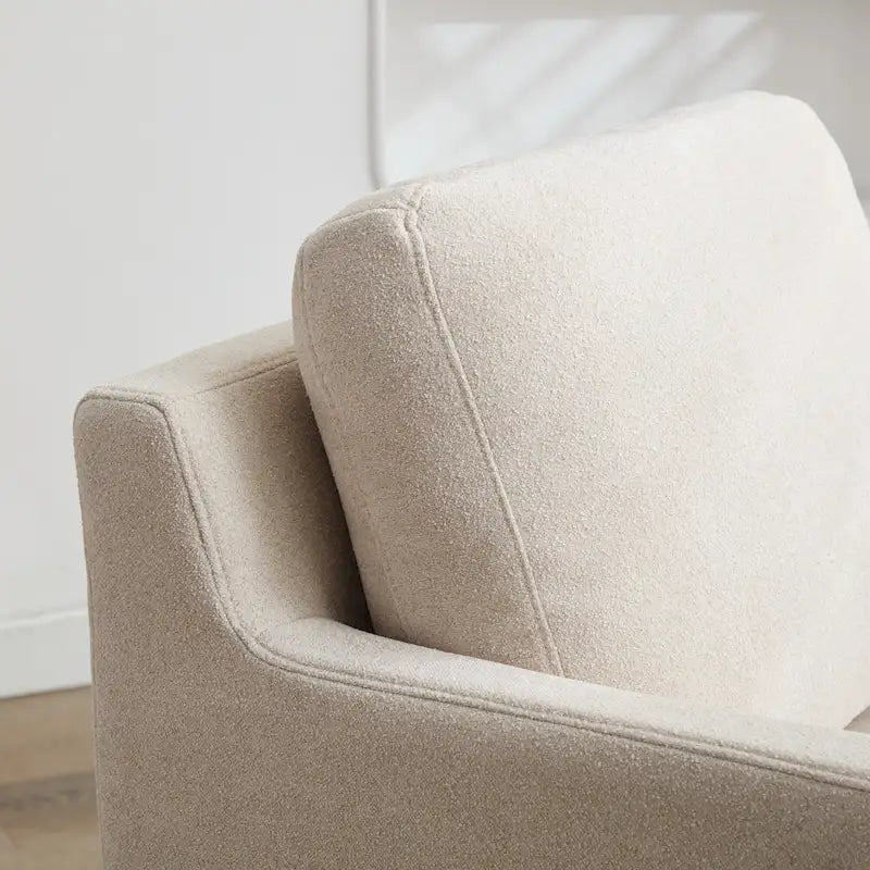 Modern 29.92  Chenille 360 Swivel Accent Chair with Solid Wood Frame and Removable Back Cushion
