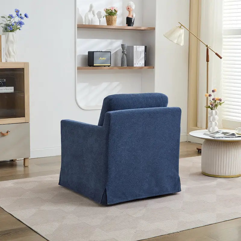 Modern 29.92  Chenille 360 Swivel Accent Chair with Solid Wood Frame and Removable Back Cushion