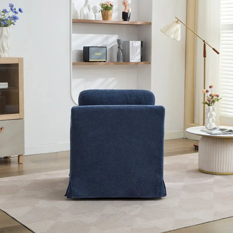 Modern 29.92  Chenille 360 Swivel Accent Chair with Solid Wood Frame and Removable Back Cushion