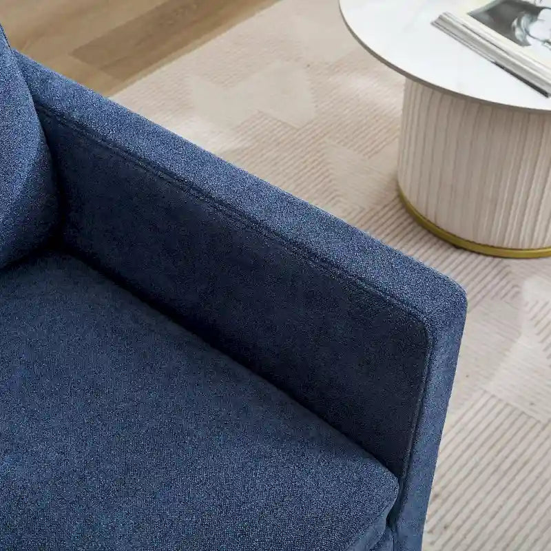 Modern 29.92  Chenille 360 Swivel Accent Chair with Solid Wood Frame and Removable Back Cushion