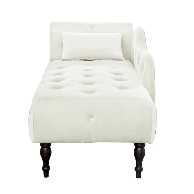 Modern 60.6  Velvet Upholstered Buttons Tufted Chaise Lounge Chair with Solid Wood Legs and Nailheads