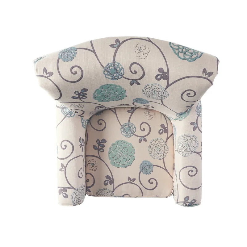 White+Blue Modern 31.75  Upholstered Club Chair with Tapered Birch Wood Legs for Living Room