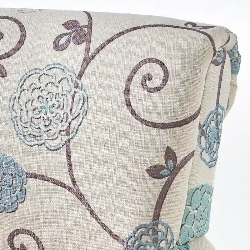 White+Blue Modern 31.75  Upholstered Club Chair with Tapered Birch Wood Legs for Living Room