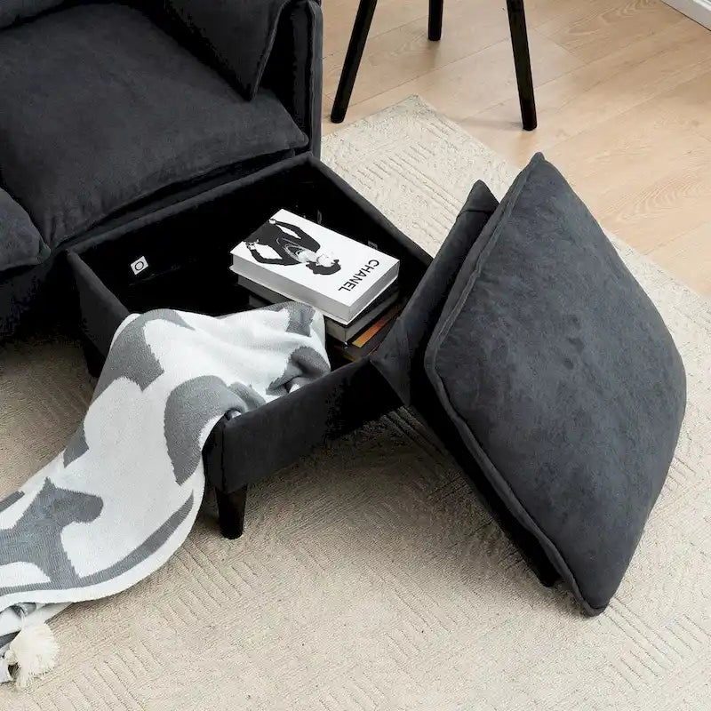 78.74  3-Seater L-Shaped Convertible Sectional Sofa with Footstools and Storage