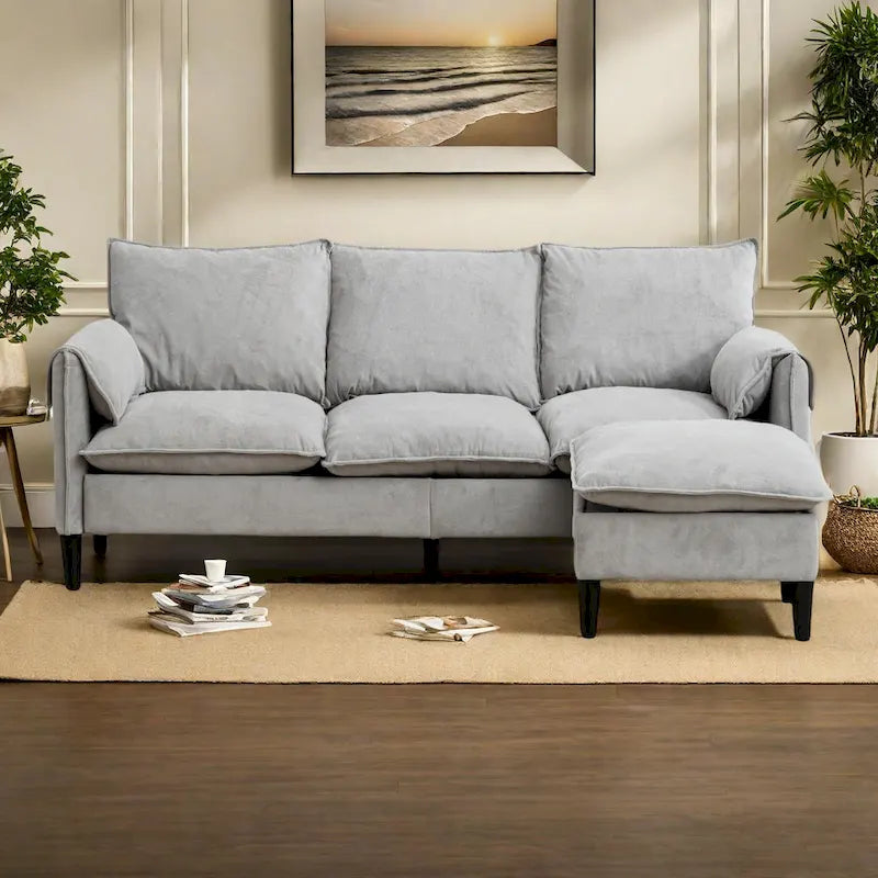 78.74  3-Seater L-Shaped Convertible Sectional Sofa with Footstools and Storage