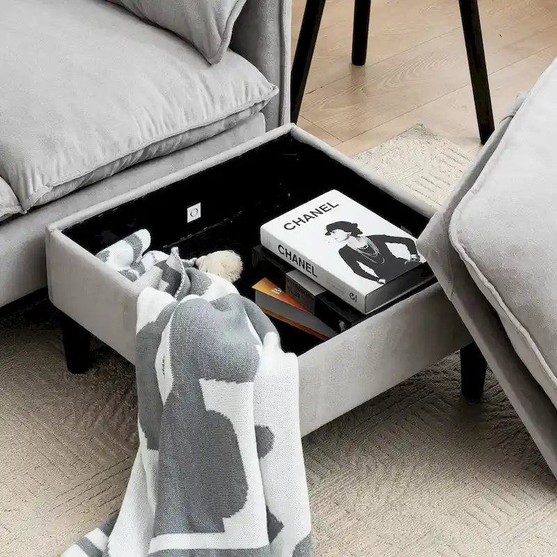 78.74  3-Seater L-Shaped Convertible Sectional Sofa with Footstools and Storage