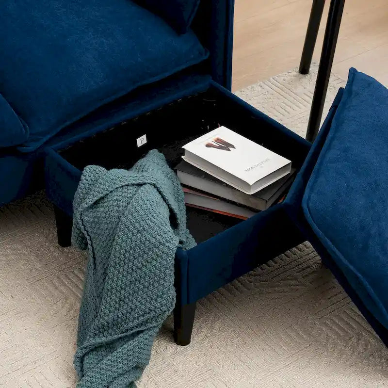 78.74  3-Seater L-Shaped Convertible Sectional Sofa with Footstools and Storage