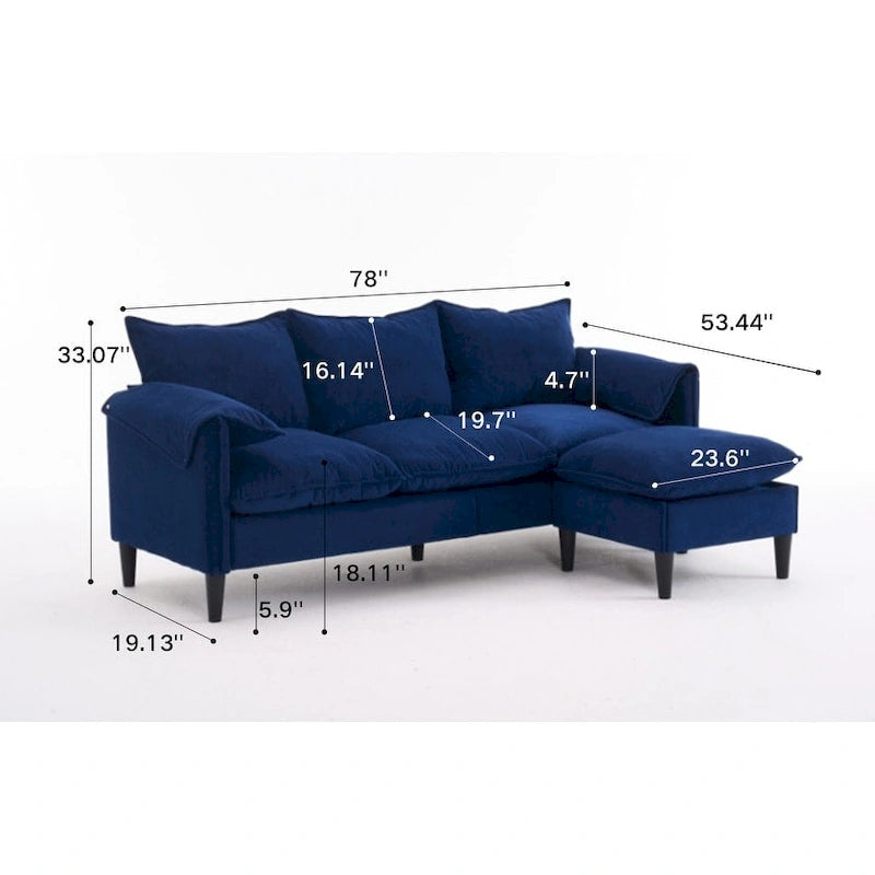 78.74  3-Seater L-Shaped Convertible Sectional Sofa with Footstools and Storage