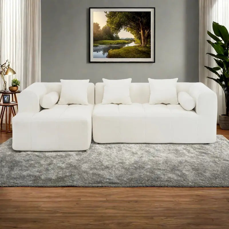 101.2 Chenille Modular Sectional Sofa with Deep Seating, Free-Combined Design and High-Density Foam Construction