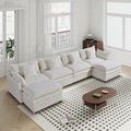 White 142.52  U-Shaped 6-Seater Sectional Sofa