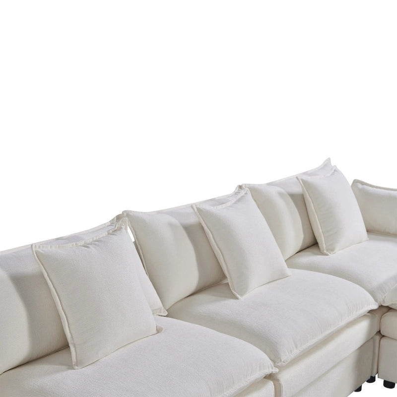 White 142.52  U-Shaped 6-Seater Sectional Sofa