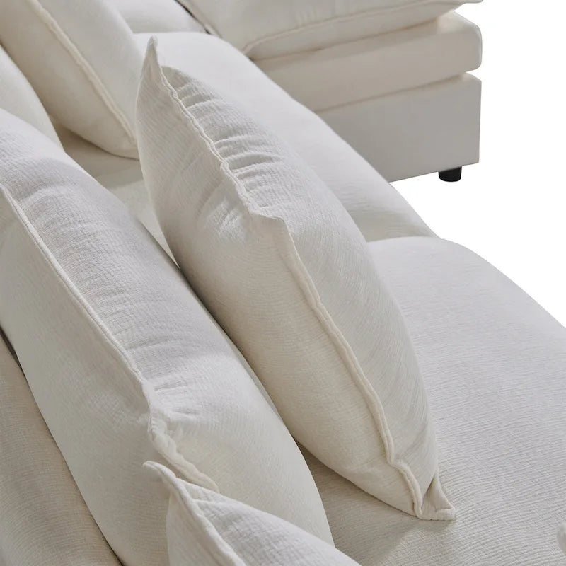 White 142.52  U-Shaped 6-Seater Sectional Sofa