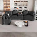 Black 126  L-Shaped 6-Seater Sofa with Pull-Out Bed and Cup Holders