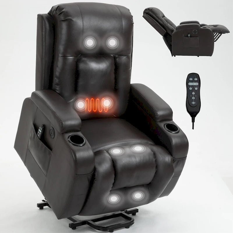 Black Power Lift Recliner with Massage, Heat & Heavy Duty Frame