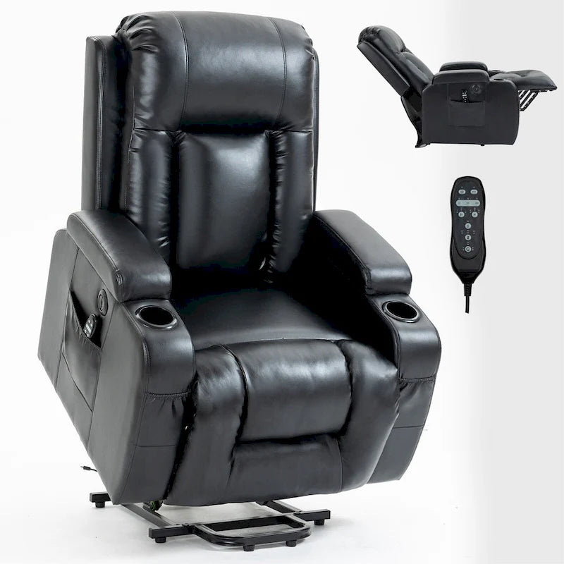 Black Power Lift Recliner with Massage, Heat & Heavy Duty Frame
