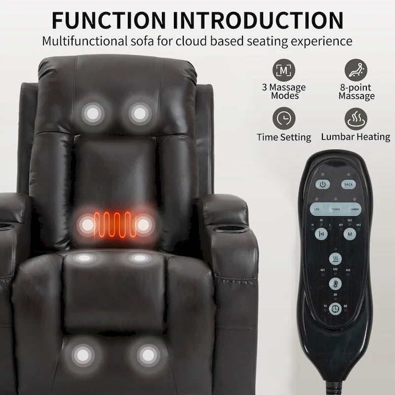 Black Power Lift Recliner with Massage, Heat & Heavy Duty Frame