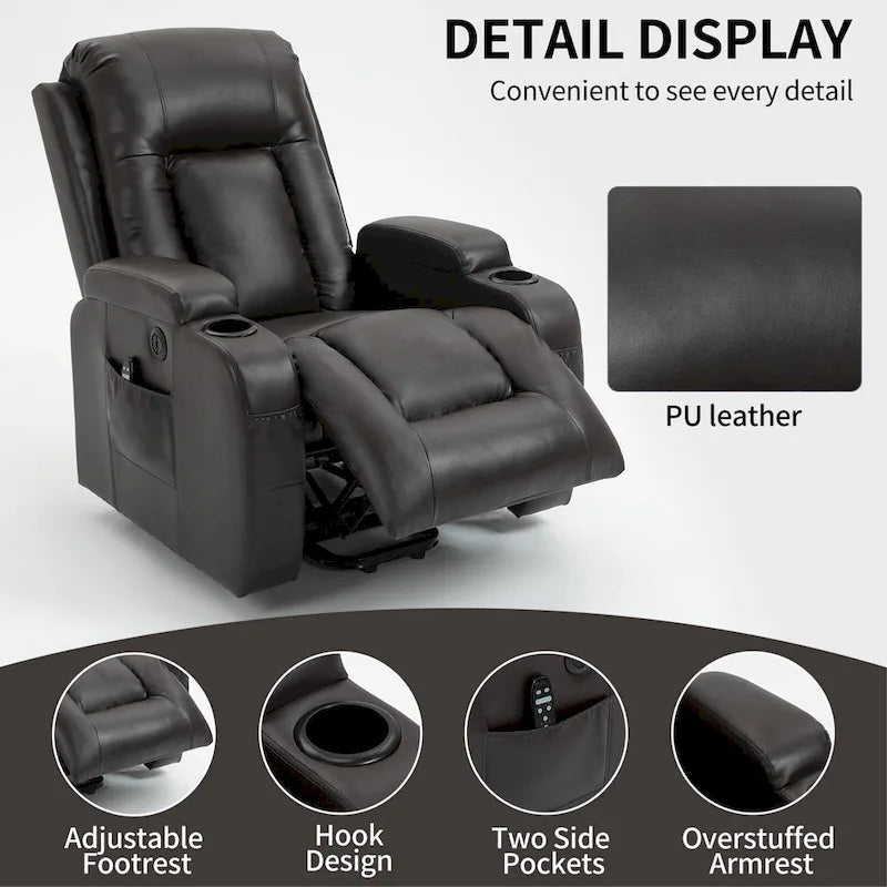 Black Power Lift Recliner with Massage, Heat & Heavy Duty Frame