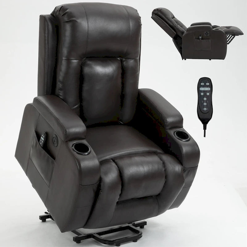 Black Power Lift Recliner with Massage, Heat & Heavy Duty Frame