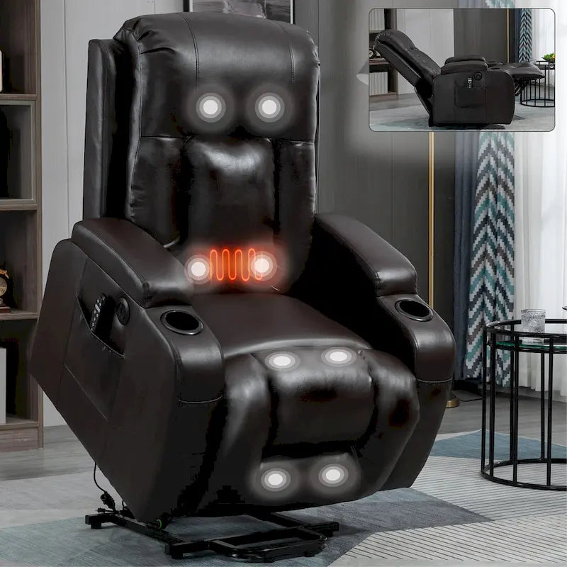 Black Power Lift Recliner with Massage, Heat & Heavy Duty Frame