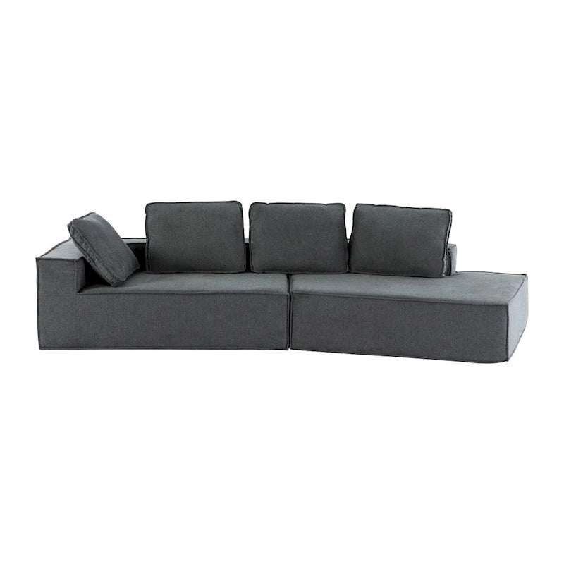Grey 125  Modern 4-Seat Chaise Lounge Sofa for Living Room Relaxation, Indoor Sleeper