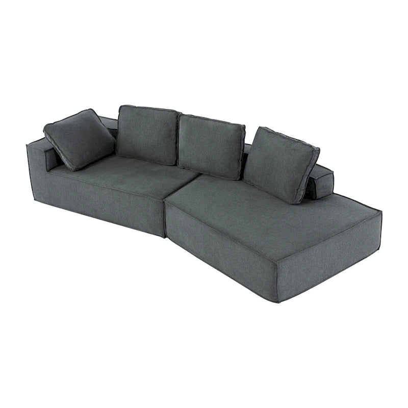 Grey 125  Modern 4-Seat Chaise Lounge Sofa for Living Room Relaxation, Indoor Sleeper