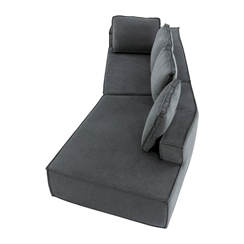 Grey 125  Modern 4-Seat Chaise Lounge Sofa for Living Room Relaxation, Indoor Sleeper