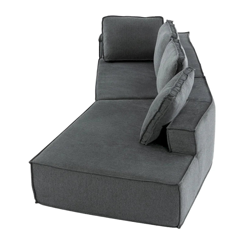 Grey 125  Modern 4-Seat Chaise Lounge Sofa for Living Room Relaxation, Indoor Sleeper