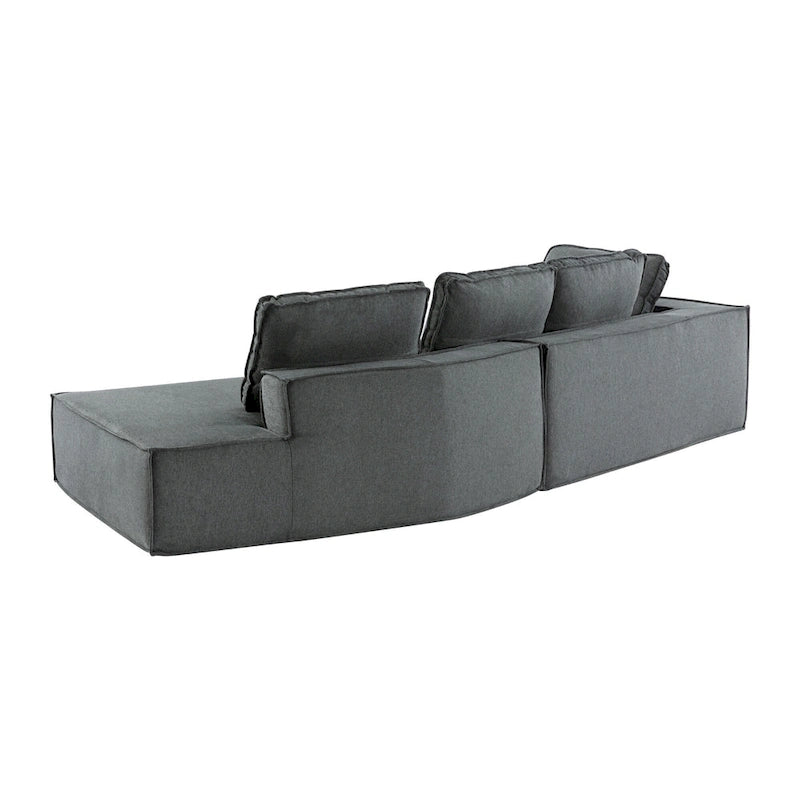 Grey 125  Modern 4-Seat Chaise Lounge Sofa for Living Room Relaxation, Indoor Sleeper